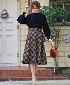 ANY SIS 【洗える】ベルトポイントフレア スカート