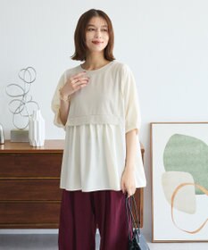 Green Parks ベスト風７分袖ドッキングプルオーバー