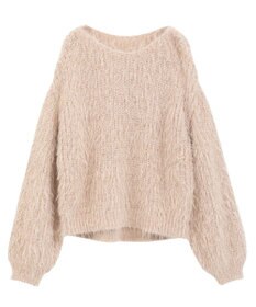 YECCA VECCA ラメシャギーボートネックニット