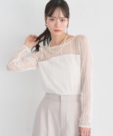 earth music&ecology レースドッキングボートネックプルオーバー