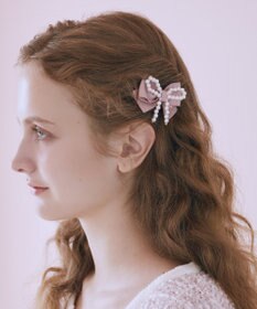 Maison de FLEUR ピンクマニアグログランリボンパールクリップ