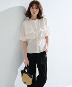 23区 【洗える】リネンレーヨンストレッチ ドロスト ワイド パンツ