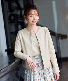 Tiaclasse 【洗える】異素材を組み合わせた花柄リブニットコンビワンピース