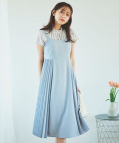 Feroux 【洗える】プリーツコンビ ジャンパースカート