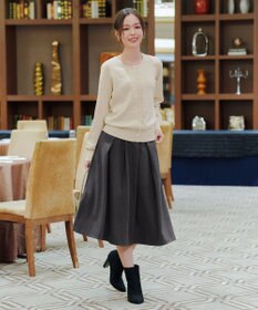 Tiaclasse 【新色追加・洗える】ウール調タックフレアスカート