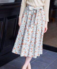 Tiaclasse 【洗える】異素材を組み合わせた花柄リブニットコンビワンピース