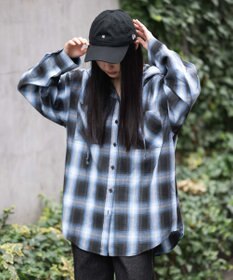 WEGO フードチェックシャツ