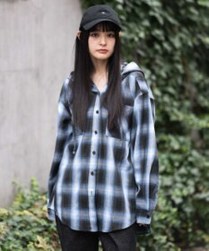 WEGO フードチェックシャツ