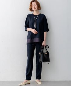 23区 L 【Oggi7月号掲載/吸水速乾/接触冷感/UVカット】ストレッチジョーゼット テーパード パンツ