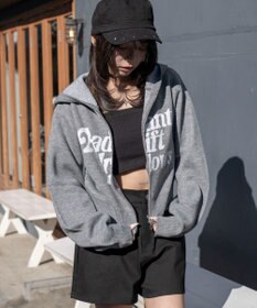 WEGO グラフィックジャガードニットZIPパーカー