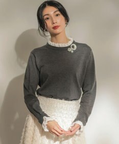 組曲 【WEB限定】レースフリルスタンド ニット