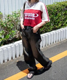 WEGO 2ライン切り替えメッシュショートT