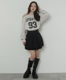 WEGO ハイウエスト2段プリーツスカパン