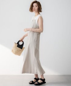 23区 【洗える】リネンレーヨンストレッチ  Iライン キャミソール ワンピース