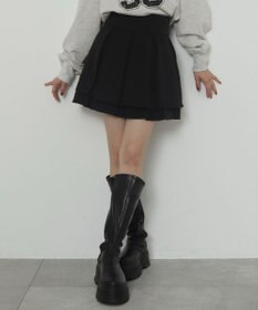 WEGO ハイウエスト2段プリーツスカパン