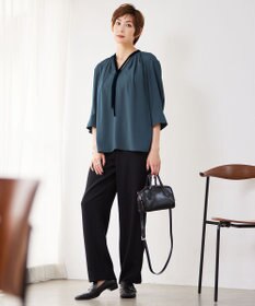 ICB 【接触冷感・洗える】BackSatinAmunzen ナロータイブラウス