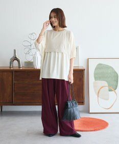 Green Parks ベスト風７分袖ドッキングプルオーバー