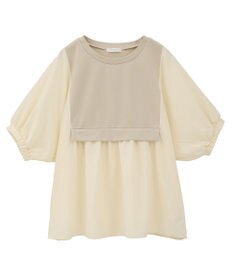 Green Parks ベスト風７分袖ドッキングプルオーバー