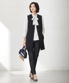 J.PRESS LADIES L 【洗える】ヌーディスバックサテン ボウタイ ブラウス