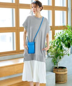 Tiaclasse 【洗える】裏毛プリーツコンビワンピース