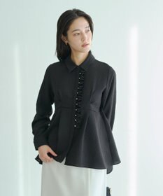 YECCA VECCA パールジャガードペプラムブラウス