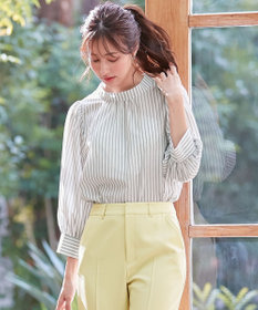 ANY SIS S 【洗える】フェイクパールストライプ ブラウス