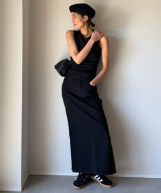 woadblue ＜坪田あさみさんコラボ＞LINE ラインスカート ブラック