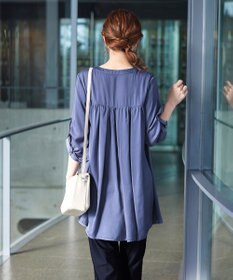 Tiaclasse 【洗える】ヴィンテージサテンチュニックブラウス