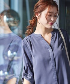 Tiaclasse 【洗える】ヴィンテージサテンチュニックブラウス