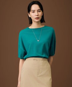 自由区 L 【大人のバイカラー】ライトクレープストレッチ プルオーバー