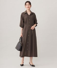 自由区 【洗える】トロピカルストレッチシャツ ドレス