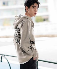 WEGO ジャガードグラフィックニットZIPパーカー