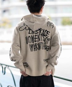 WEGO ジャガードグラフィックニットZIPパーカー