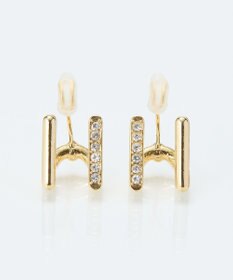 Phoebe 【痛くないシリーズ/金属アレルギー対応】ダブルラインビジューライトフィットイヤリング　ゴールド