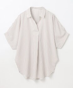 ANY 【新色追加】スキッパーネック袖タックブラウス