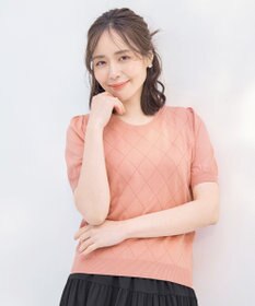 Tiaclasse 【洗える】ダイヤ柄編みサマーニットトップス