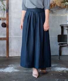 muuc 〈高品質ベルギーリネン100%〉ウエストゴムあり タックデザインワイドパンツ