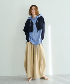 YECCA VECCA ZIPニットレイヤードフーディーシャツ