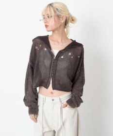 WEGO ハトメメッシュニットショートパーカー