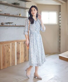 Tiaclasse 【洗える】プリントボウタイ柄ワンピース