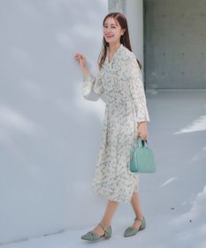 Tiaclasse 【洗える】プリントボウタイ柄ワンピース