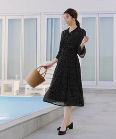 Tiaclasse 【洗える】プリントボウタイ柄ワンピース