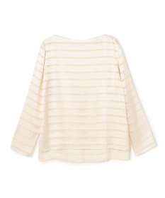 BEIGE， HAUYNITE / ボーダーシアー ボートネックブラウス