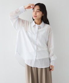 CRAFT STANDARD BOUTIQUE 【2点SET】スカーフ付きシアーストライプシャツ