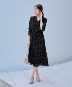 Tiaclasse 【洗える】プリントボウタイ柄ワンピース