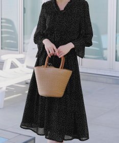 Tiaclasse 【洗える】プリントボウタイ柄ワンピース