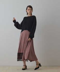 GRACE CONTINENTAL サテンレースニットワンピース