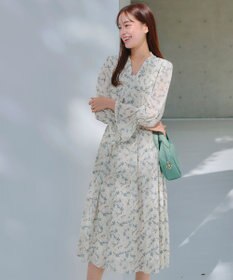 Tiaclasse 【洗える】プリントボウタイ柄ワンピース