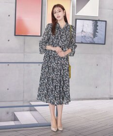 Tiaclasse 【洗える】プリントボウタイ柄ワンピース