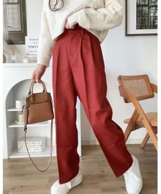 WEGO 【手洗い可】ハイウエストセンタープレスワイドパンツ